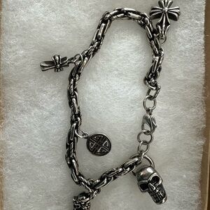 Stainless steel Charm Bracelet with Skull and Cross